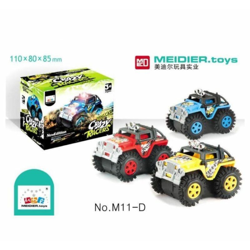 POLICE DAN JEEP TUMBLING TIPPING CAR MAINAN MOBIL JUNGKIR BALIK ANAK LAKI MONSTER