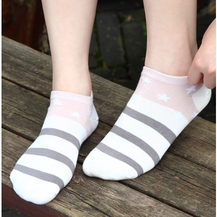 Kaos Kaki Wanita Motif Garis Dan Bintang Kaos Kaki Pendek Wanita Ankle Socks