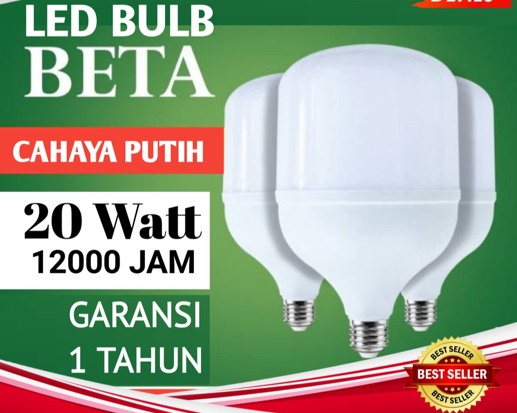 [WS]  Lampu LED BETA Cahaya Putih, bohlam Bergaransi 1 Tahun 15-20 WATT