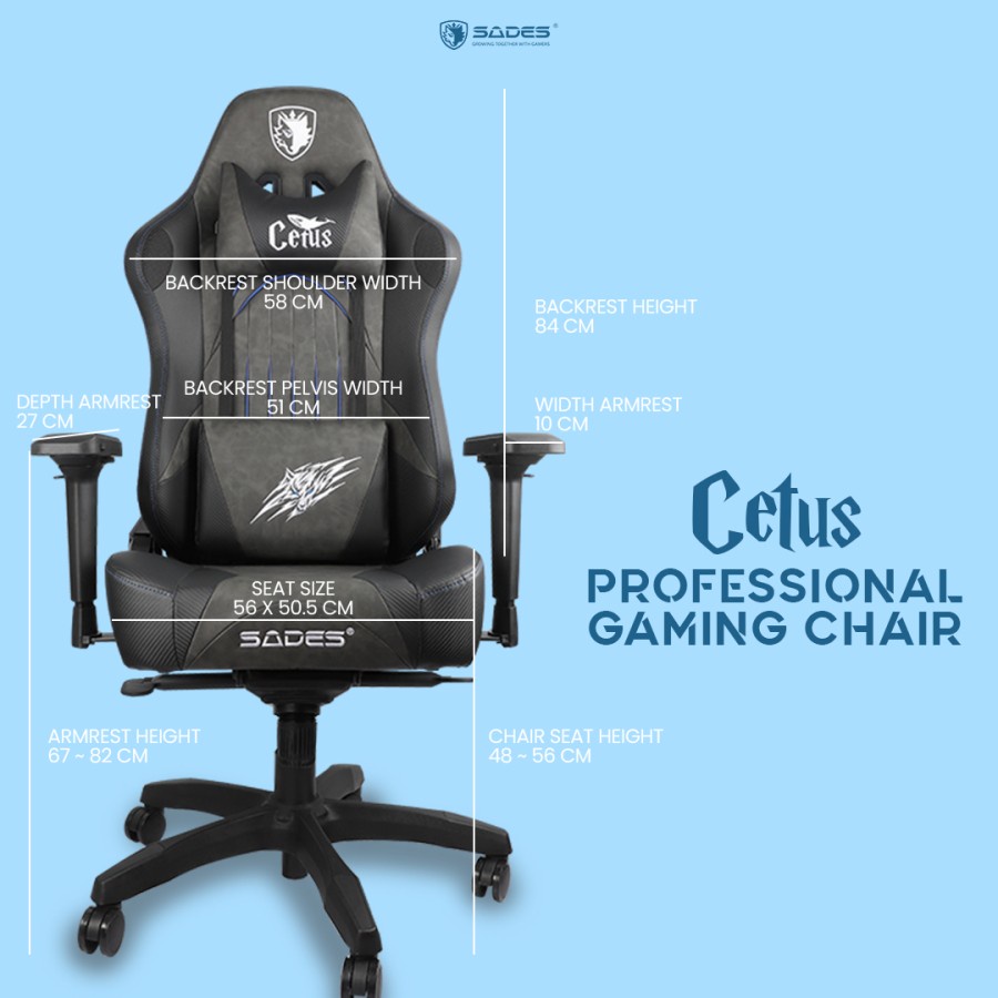 Sades Cetus Professional 4D Arm Rest Frog Mechanism - Gaming Chair