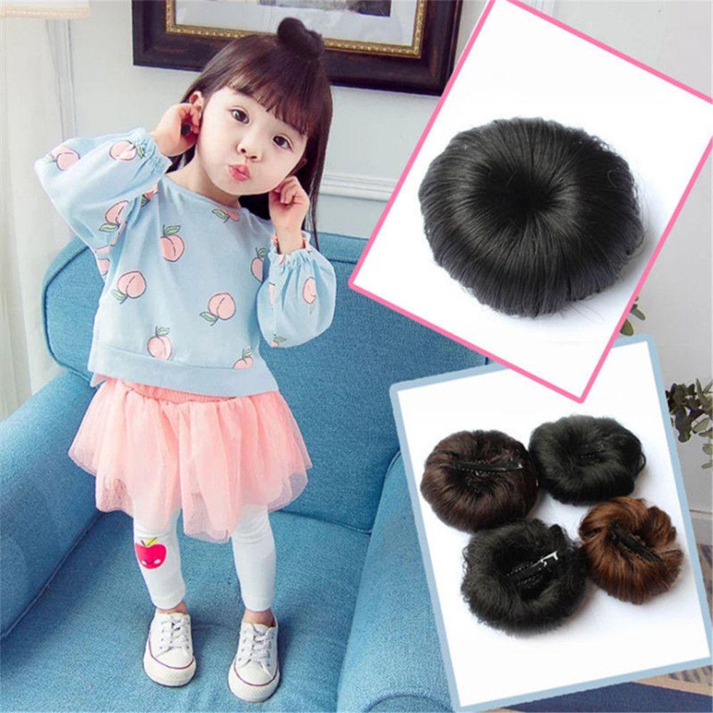 Preva 2PCS Wig Rambut Anak Perempuan Lucu Hiasan Kepala Hitam Coklat Alami Wig Sintetis