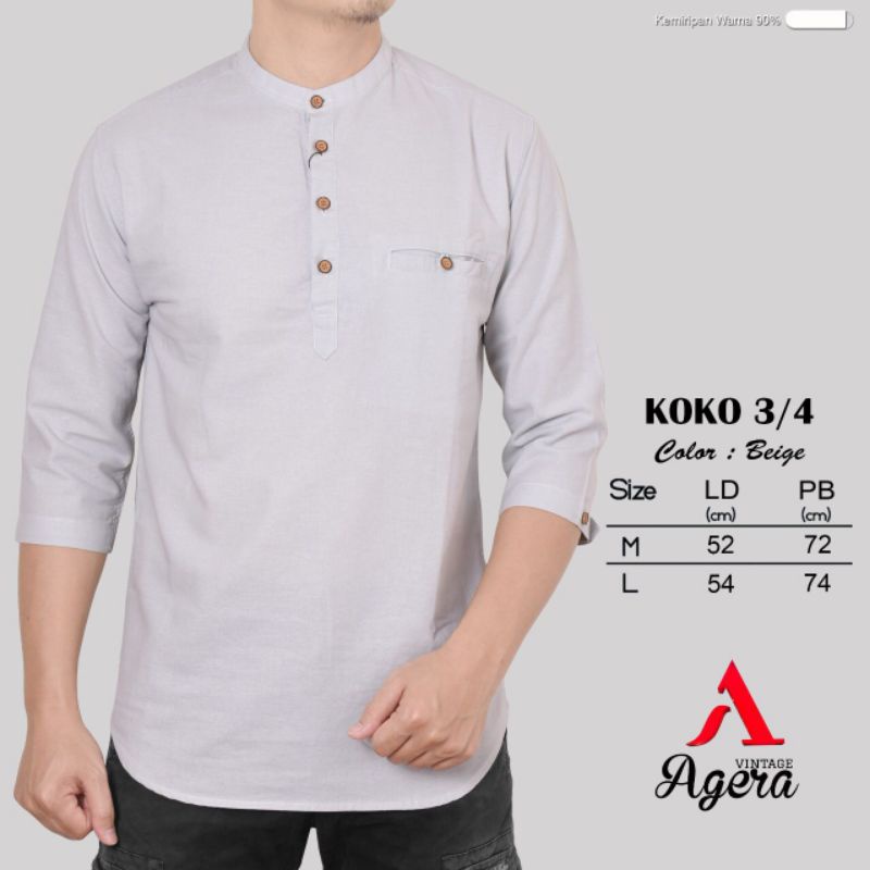 BAJU KURTA KEMEJA KOKO KEMKO  PRIA LENGAN 3/4 ORIGINAL TERBARU AGERA NEW SOFT COLOR