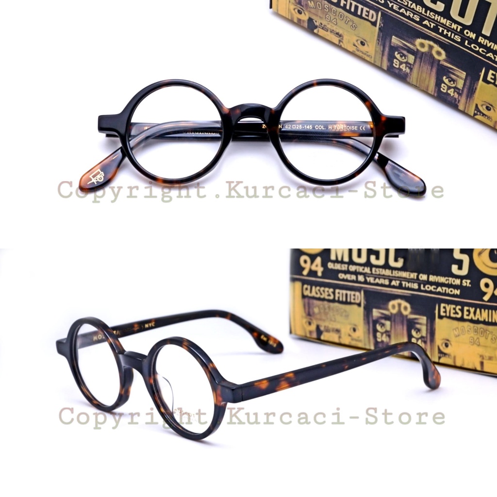 PAKET FRAME FREE LENSA MINUS - Kacamata Pria Wanita Bulat Kecil Acetate Bulat Retro Korea Super High Quality Material