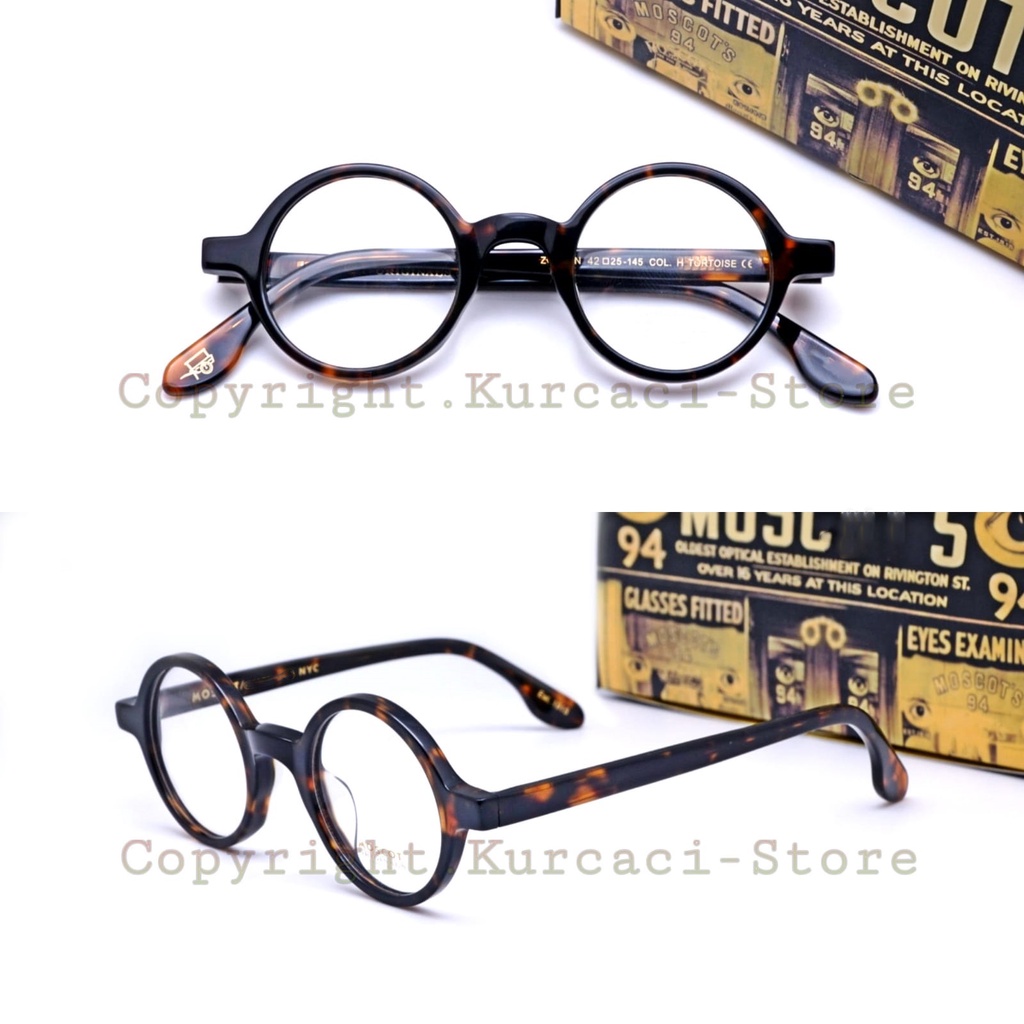 PAKET FRAME FREE LENSA MINUS - Kacamata Pria Wanita Bulat Kecil Acetate Bulat Retro Korea Super High
