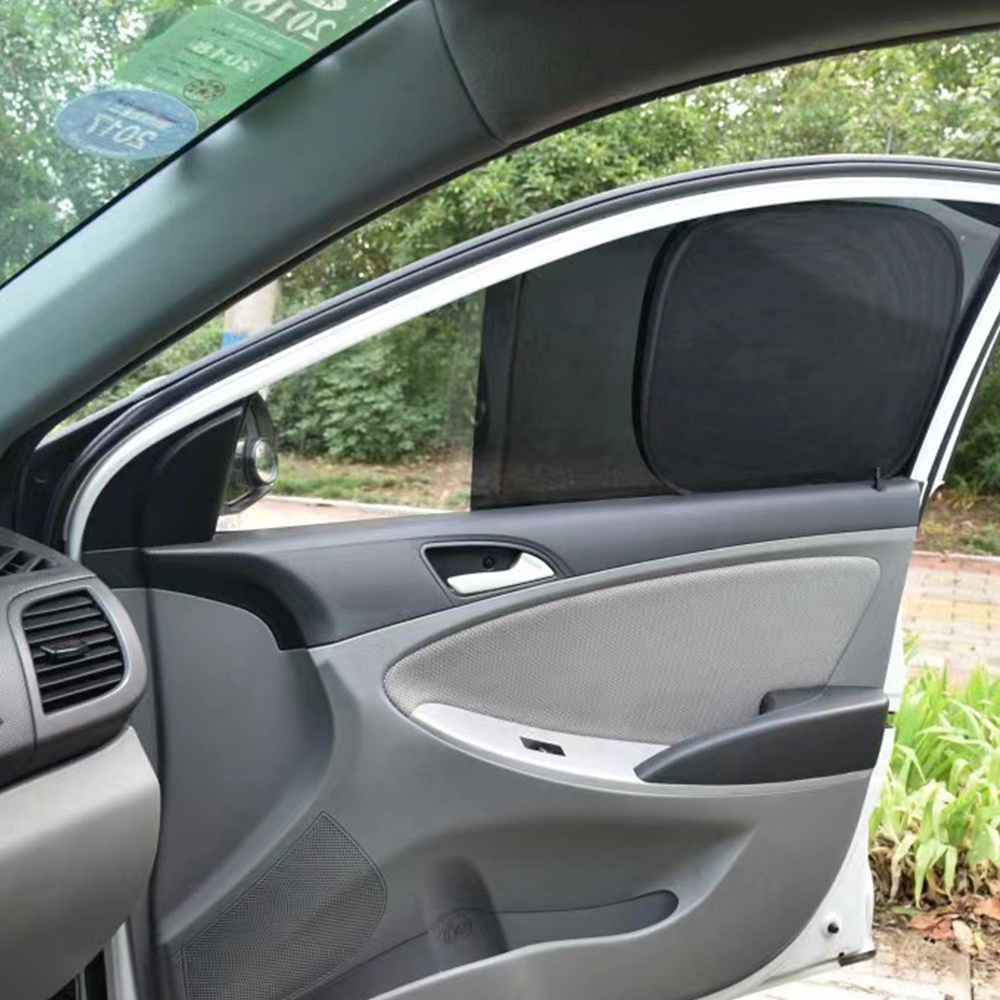 2 Pcs Tirai Kaca Jendela Samping Mobil Lipat Bahan Mesh Warna Hitam Anti UV