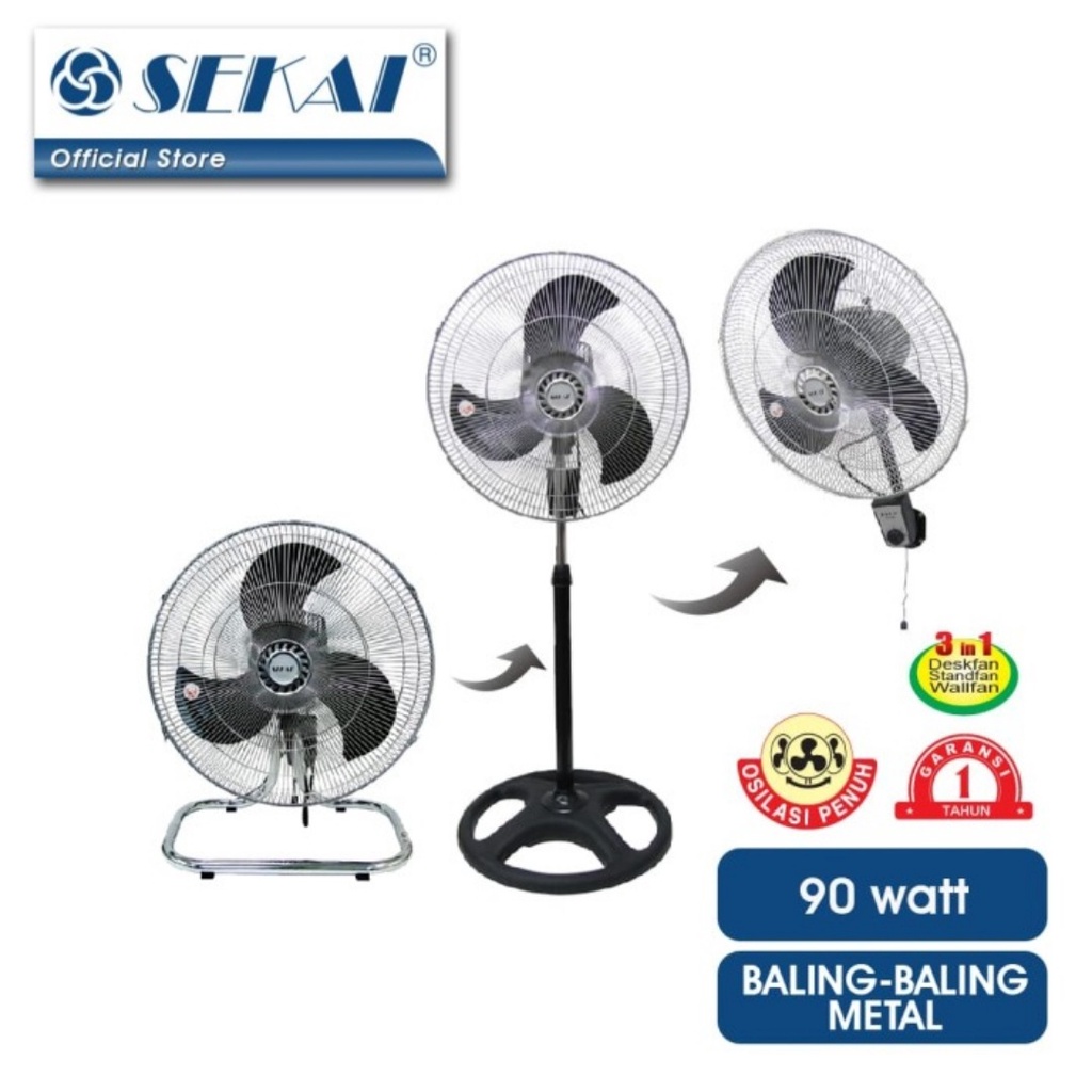 Kipas Angin Sekai IST 1851 Meja Dinding Berdiri Sekai Desk Wall Stand Fan Sekai Desk Fan Wall Fan St