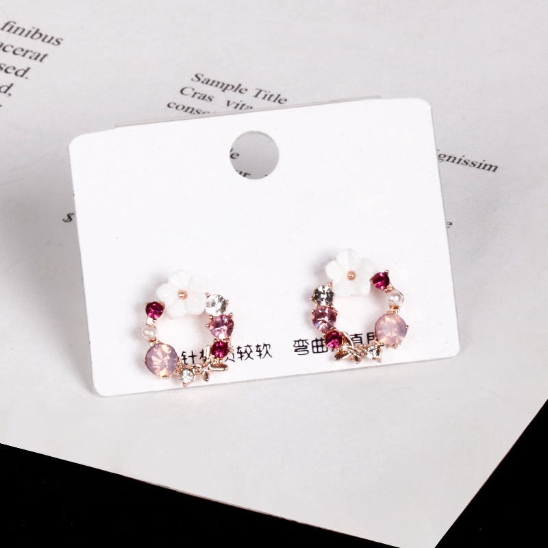 Anting Stud Desain Karangan Bunga Bahan 925 Silver Gaya Korea Untuk Perempuan