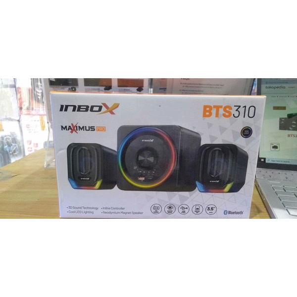 Speaker Bluetooth Komputer/Laptop Inbox BTS310 Maximus Pro RGB Speaker BT, FM Radio, USB, TF Card &amp; Remote Control