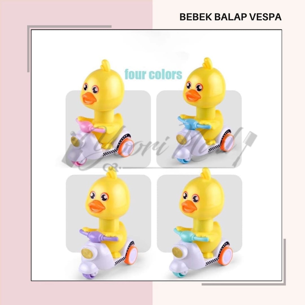 Mainan anak bebek balap vespa animal mainan anak animal lucu binatang bebek