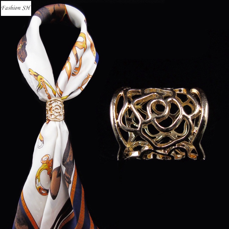 Women's hollow Rose Scarf Buckle Clip Cincin Tudung M40033