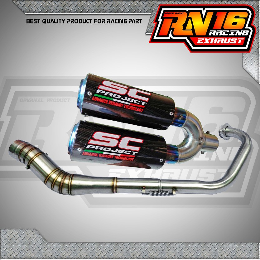 knalpot racing cabang 2 karbon vixion byson scorpio tiger cbr r15 megapro nmax pcx aerok