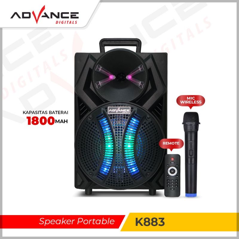 Speaker Advance K883 Meeting Bluetooth Portable Plus Mic Wireless Karaoke pengajian senam Gitar