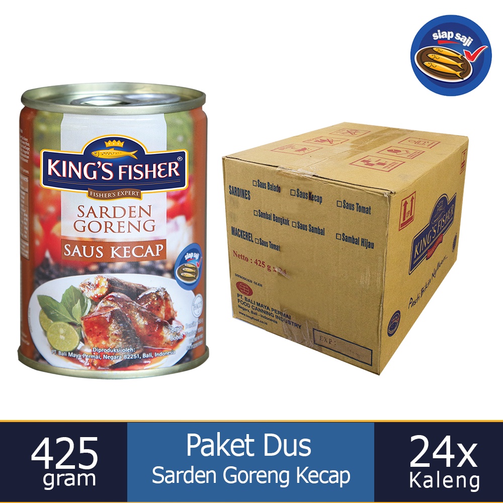 

MyHomey Paket 1 dus 24 pc King's Fisher Sarden goreng saus kecap 425g kaleng