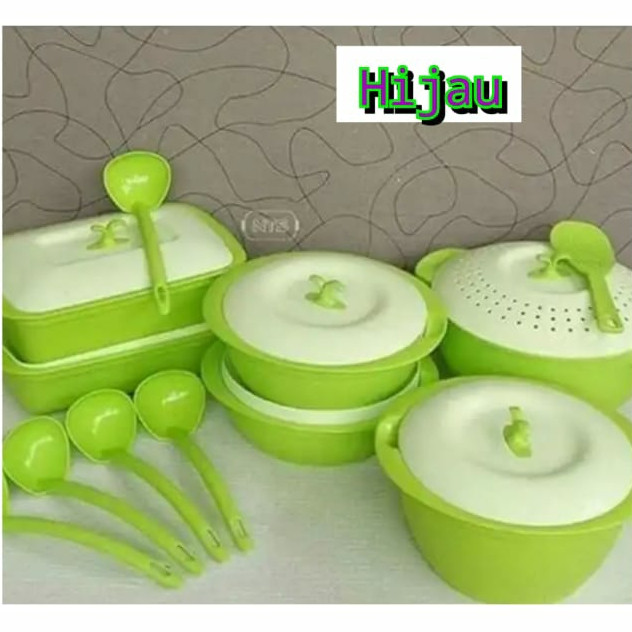 KUALITAS TERBAIK - ASVITA EMERALD FAMILY SET 18 PCS PRASMANAN WADAH SAJI MAKANAN MURAH - HIJAU