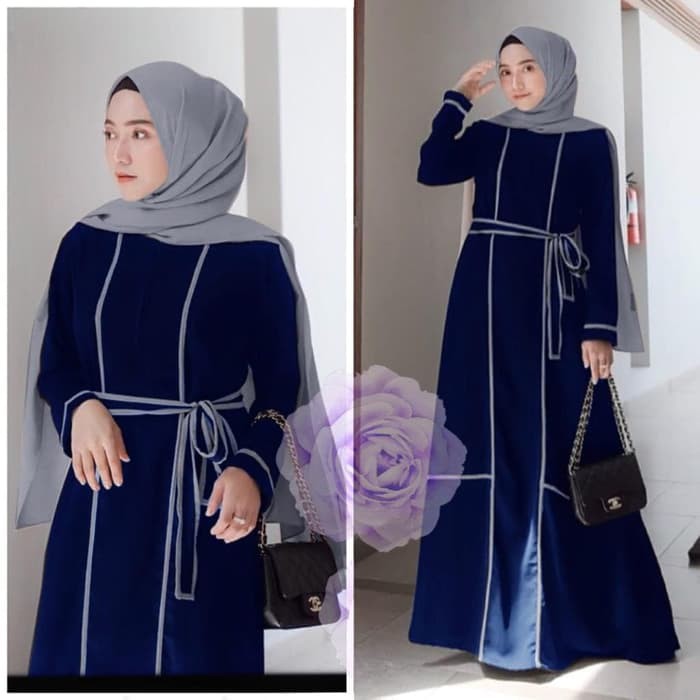 Gamis Lebaran Terbaru 2020 - Gamis Pesta Modern Mewah MAXI LENAHES NAVY [Gamis 0121] SHA Baju  86IEY