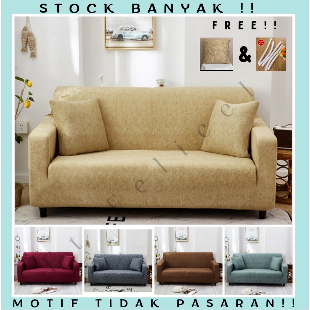ETFELICEL Elastic Sofa Cover Grid / Sarung Sofa Kain Penutup Sofa Elastis Stretch Bermotif Garis