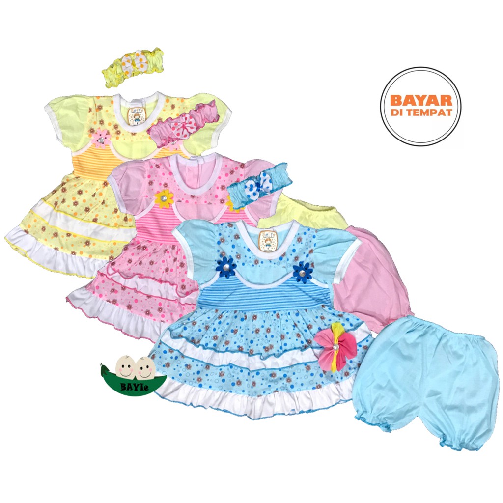 BAYIe - Setelan Baju bayi Perempuan motif BUNGA BESAR usia 0-12 bulan SAFFA/ Pakaian anak Cewek