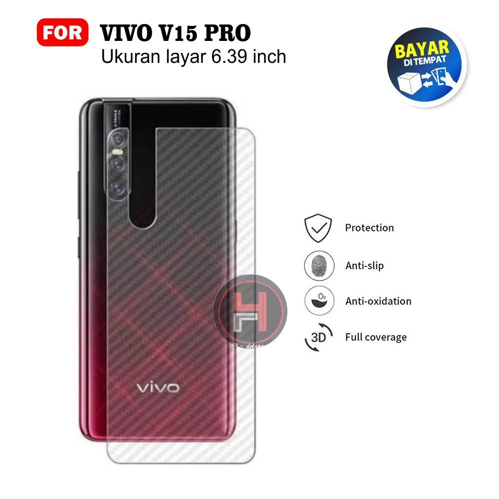 Carbon Garskin for Vivo V15 Pro Premium 3D Carbon Back Skin Anti Gores Belakang