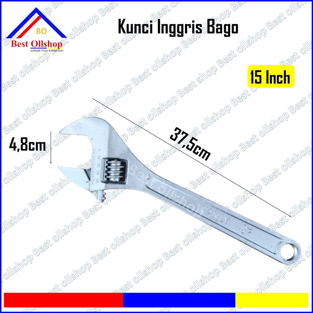 Kunci Bago 15 inch / Kunci Konci inggris Ingris Bako Bagong 15 inch Besar Hex Adjustable Wrench 375 MM RRT