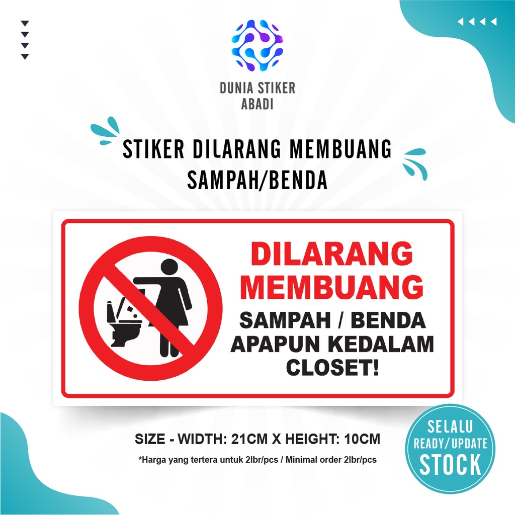 

Stiker Dilarang Buang Sampah Sembarangan (21x10cm) - Per/2 lembar