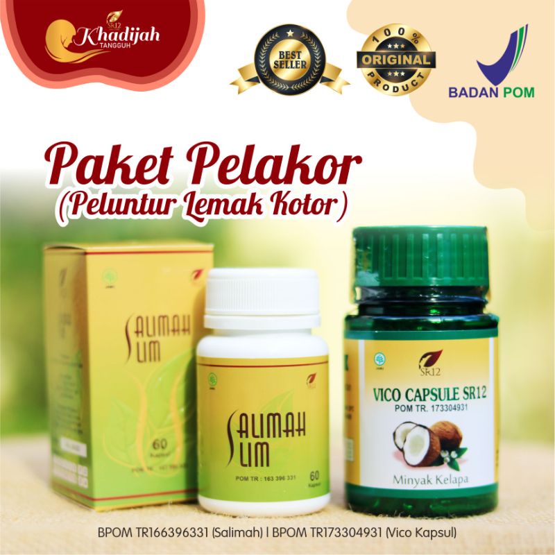 PAKET PELAKOR SR12 PELUNTUR LEMAK PELANGSING HERBAL BPOM