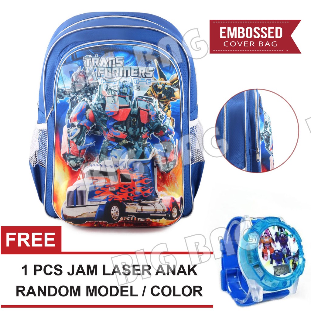 Tas Ransel Anak Laki Laki Karakter - Big Emboss.RTM - Blue + FREE Jam Tangan Laser