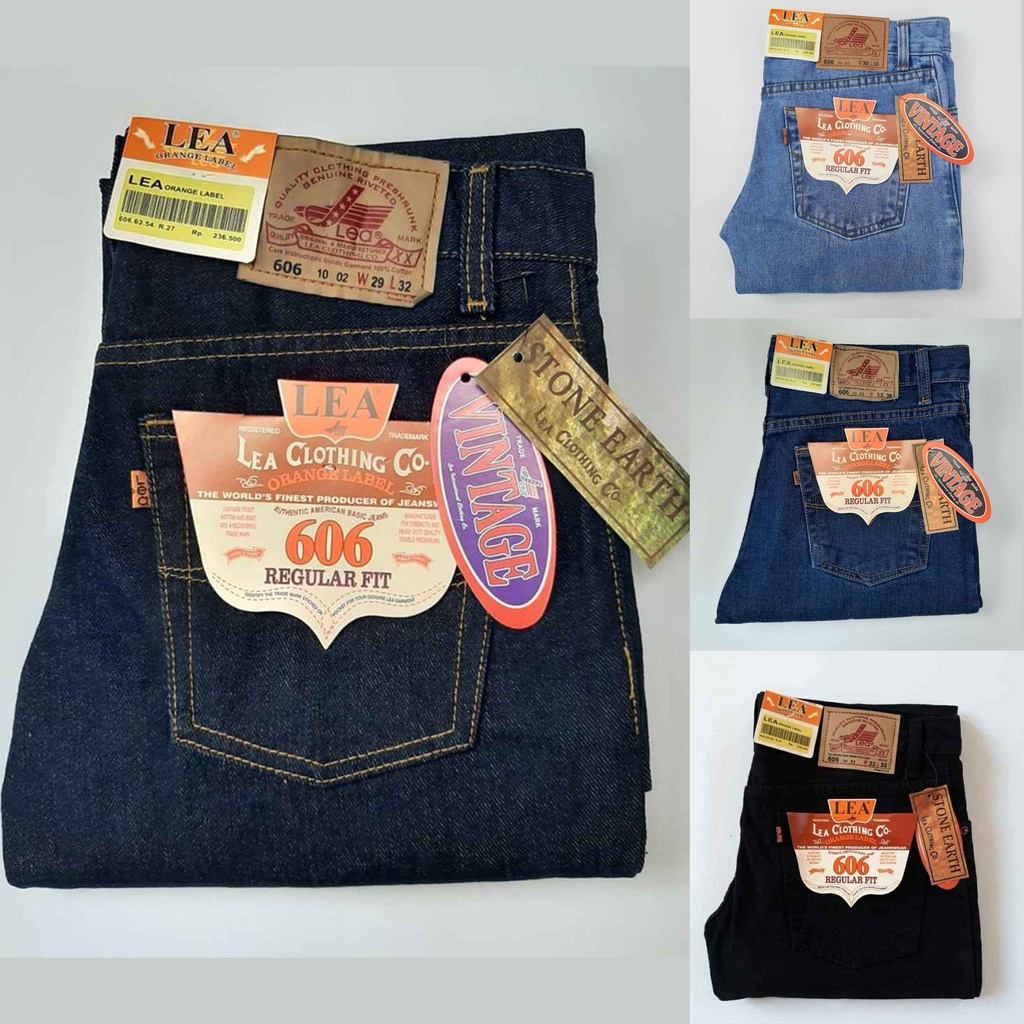 Celana Jeans Lea standart reguler fit Hitam garment, Biru muda, Biru classic 28 s/d 38 CELANA JEANS ( BONUS DOMPET )