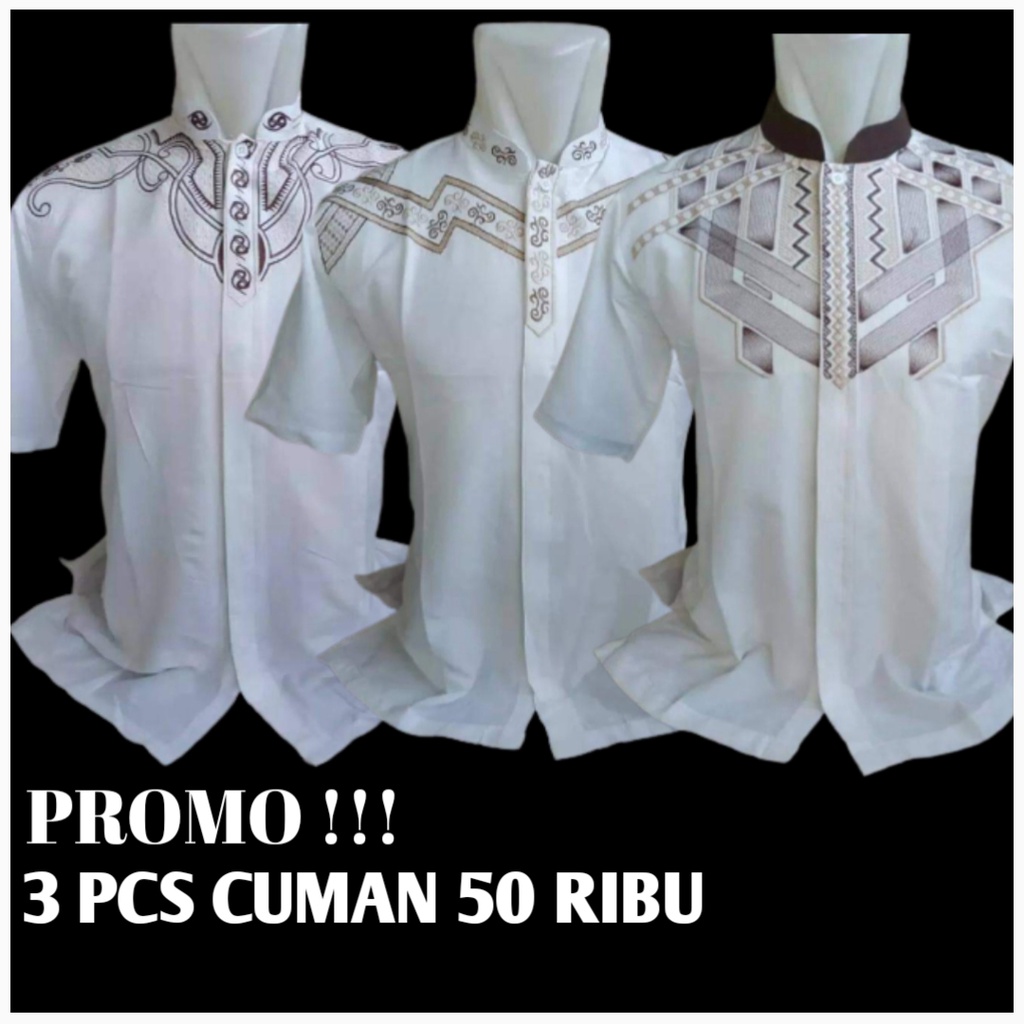PROMO GILA 1 PAKET ISI 3 PCS BAJU KOKO BAHAN MICRO-BAJU KOKO MURQAH-BAJU KOKO PRIA -RANDOM MOTIF DAL