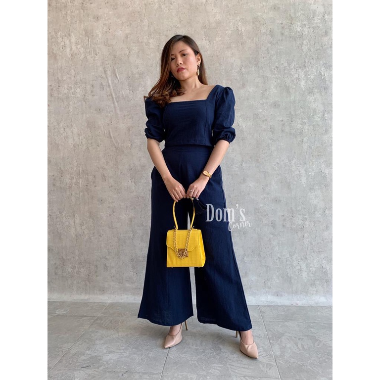Domscorner - Kulot set Version - Ye jin set CELANA (PO PRE ORDER)-Navy ALL SIZE