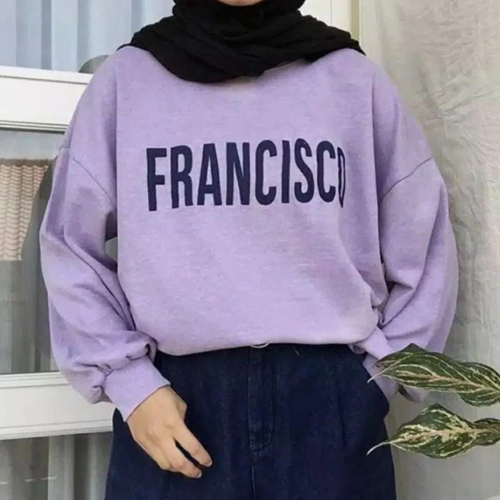 Sweater Pria Wanita Oversize/Sweater Wanita Korea Fransisco M-Xxl - Putih, M Diskon