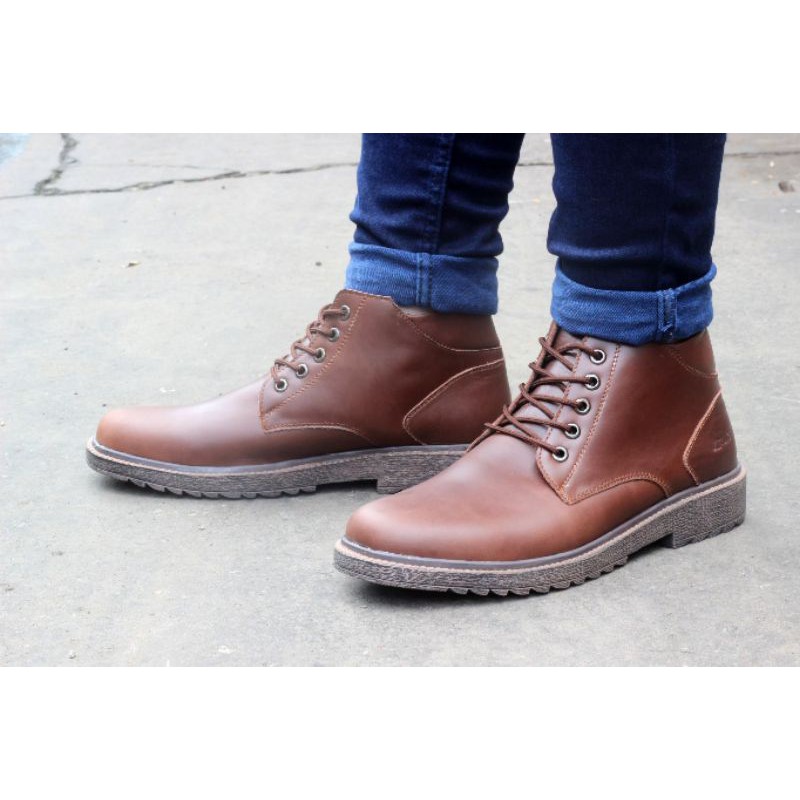 Sepatu Boots Kulit Pull Up Asli Original Handmade