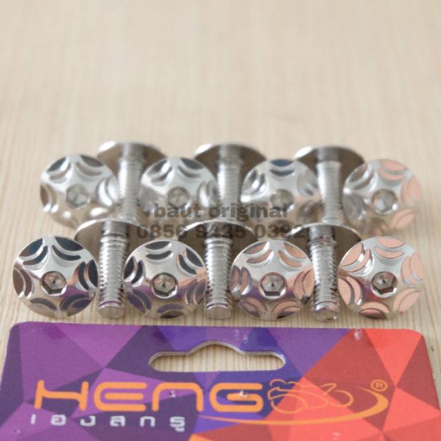 Baut payung probolt star flower silver stainless 6x15 drat 10 panjang 1.5 cm original heng thailand