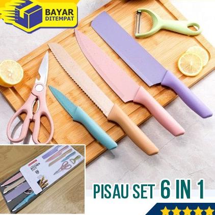 Pisau Set Dapur Tebal 6 in 1 Evcriverh Corrugated Kitchen Knife maju67 Ayo Beli