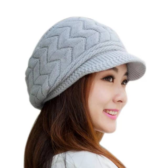 TOPI KUPLUK MUSIM DINGIN WANITA - WINTER CAP HANGAT - WOL RAJUT HAT