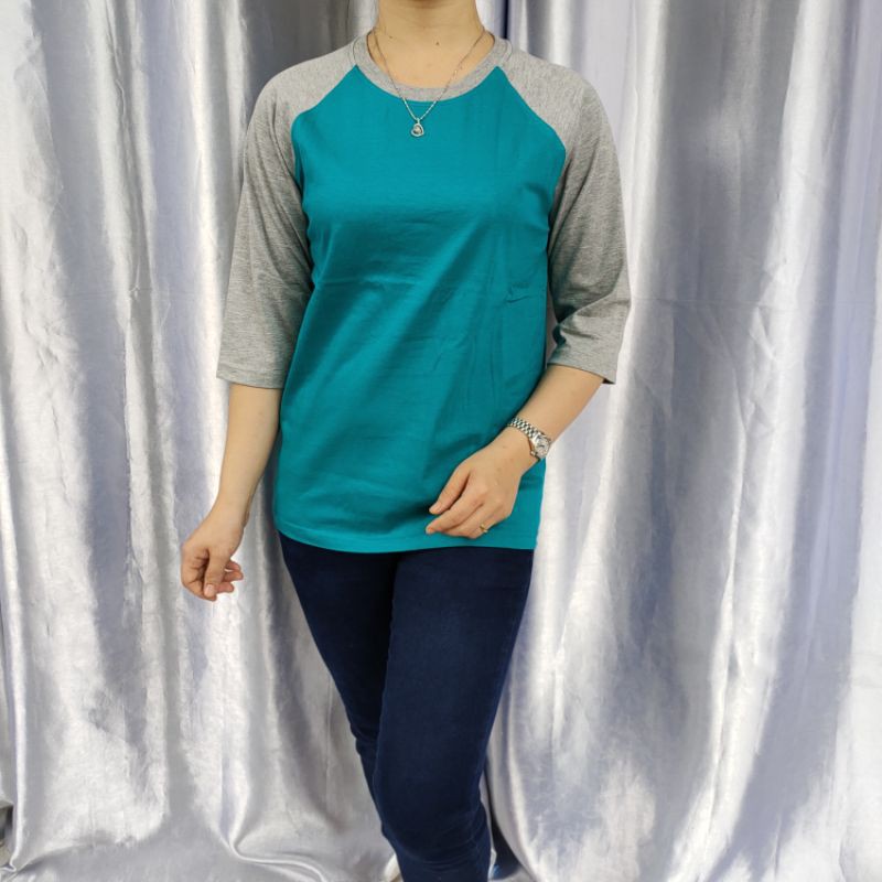 kaos reglan polos TOSCA-ABUMISTY lengan 3/4 20 22 S M L XL XXL