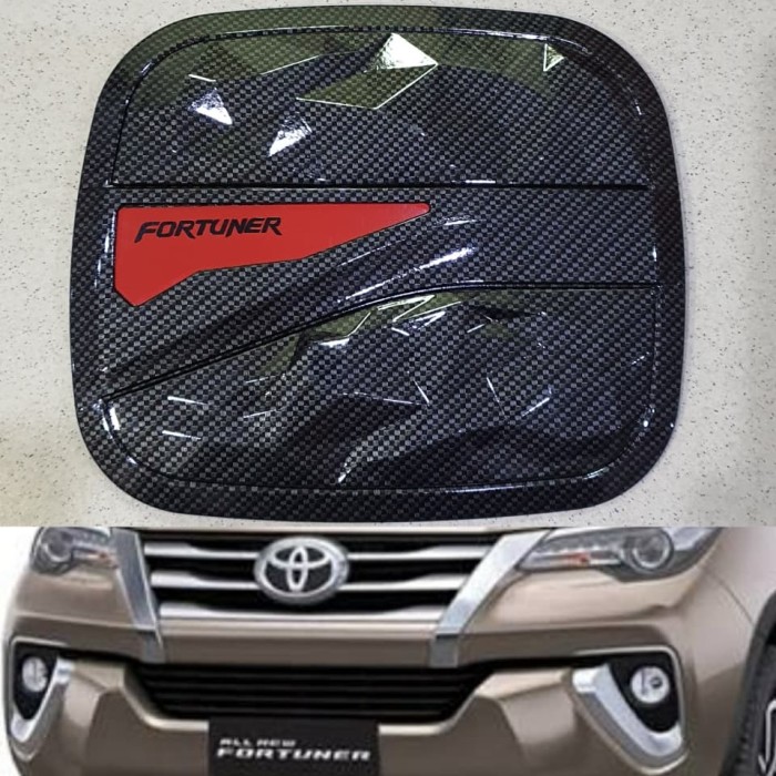 Tank cover TUTUP BENSIN CARBON TOYOTA All new Fortuner / VRZ 2016 sampai 2023 2022 2021 2020 2019 2018 2017 MOTIF CARBON