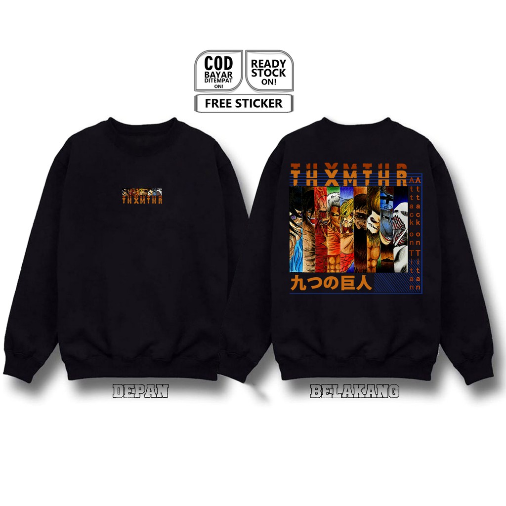 SWEATER CREWNECK ANIME NINE TITANS  KOKONOTSU NO KYOJIN  ATTACK ON TITAN ATTACK  TITAN FEMALE TITAN