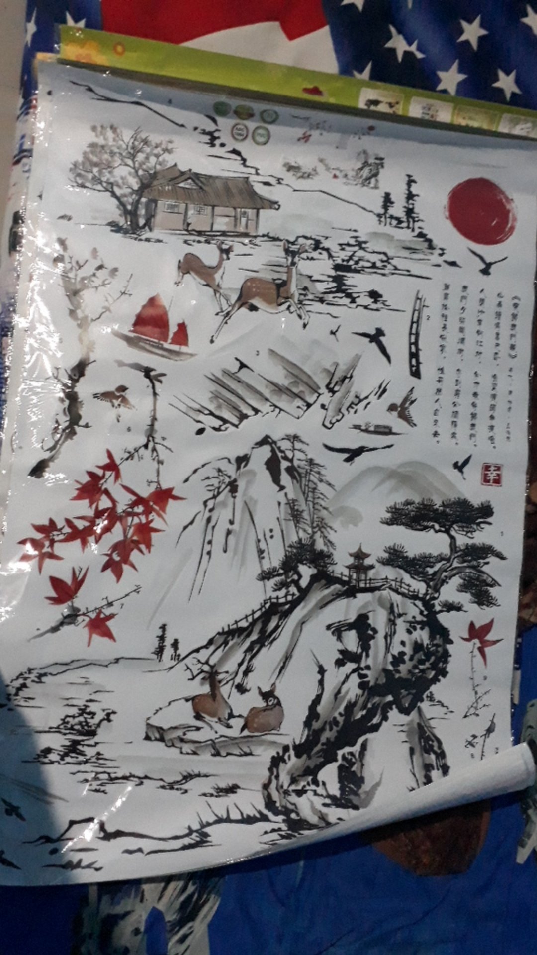 Stiker Dinding Wallpaper 60x90cm Motif Karakter Sketsa Gunung Lukisan Pemandangan Dekorasi Rumah