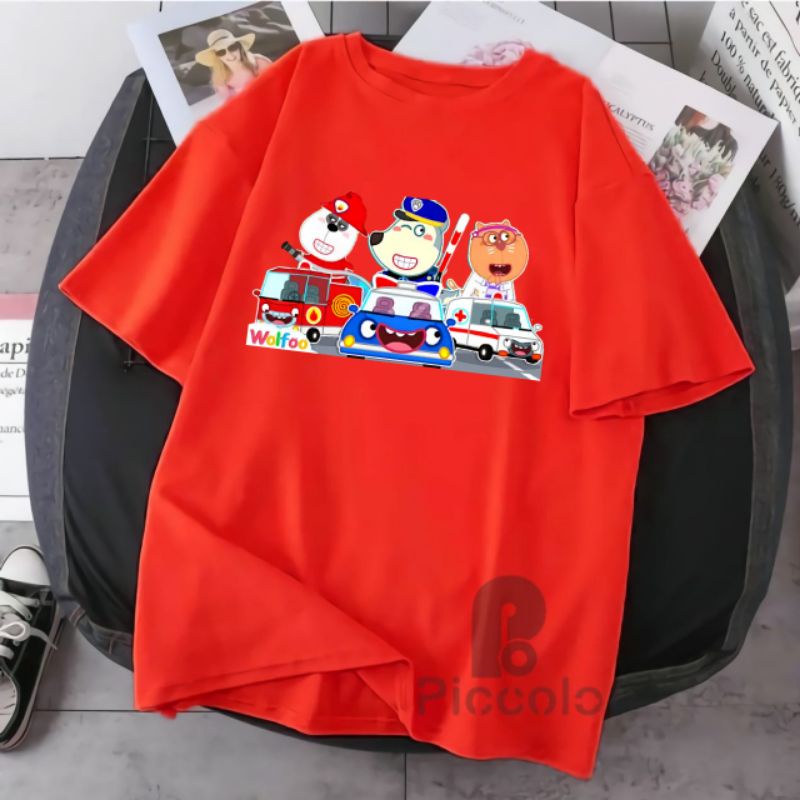 baju kaos anak wollfo mobil cotton