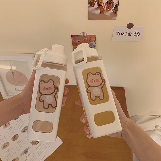 TERBARU BOTOL MINUM CANTIK 900ML BPA FREE ANAK AIR BEAR STIKER 1LITER 1 LITER %Z>