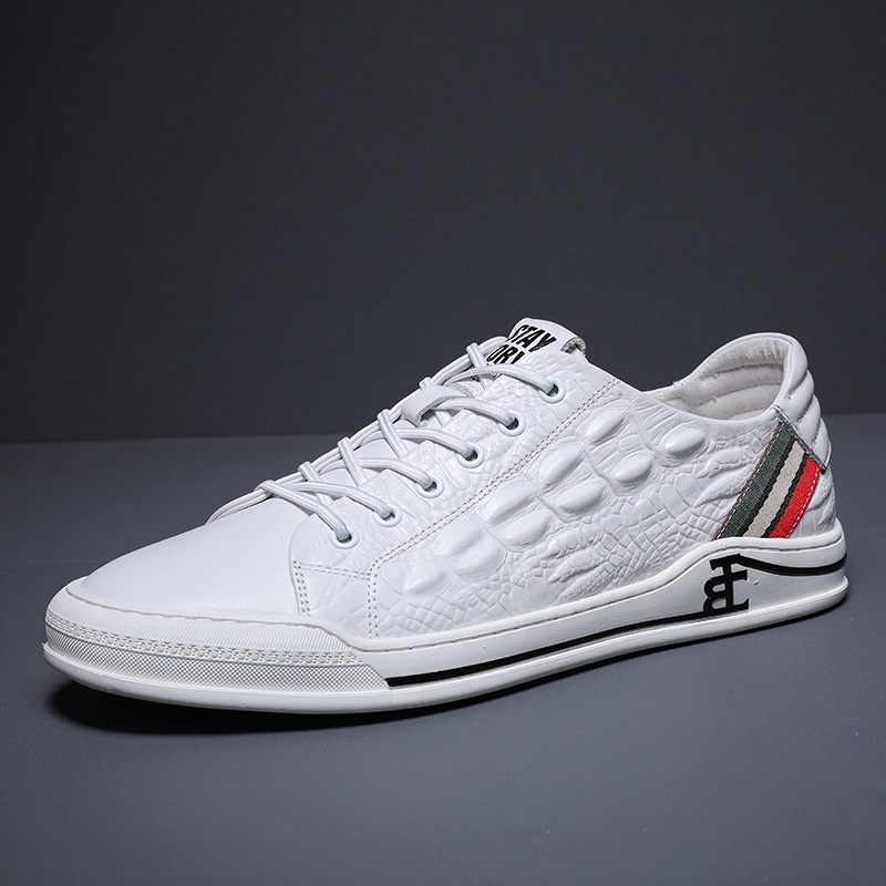 Kulit Putih Sepatu Pria 2021   Sepatu Kasual Pria Pertama Lapisan Kulit Sapi Motif Buaya Slip-On ren