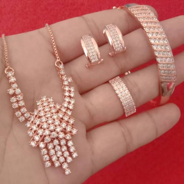 Set Rodhium Replika berlian medan cantik