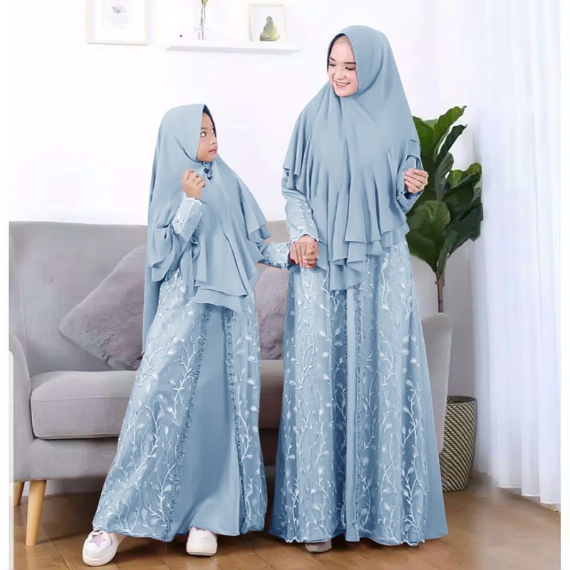 (1 SET PLUS BERGO)SIZE L,XL ANAK UMUR 7-10 THN/CP MOM KID NAURA/COUPLE IBU DAN ANAK/GAMIS BRUKAT