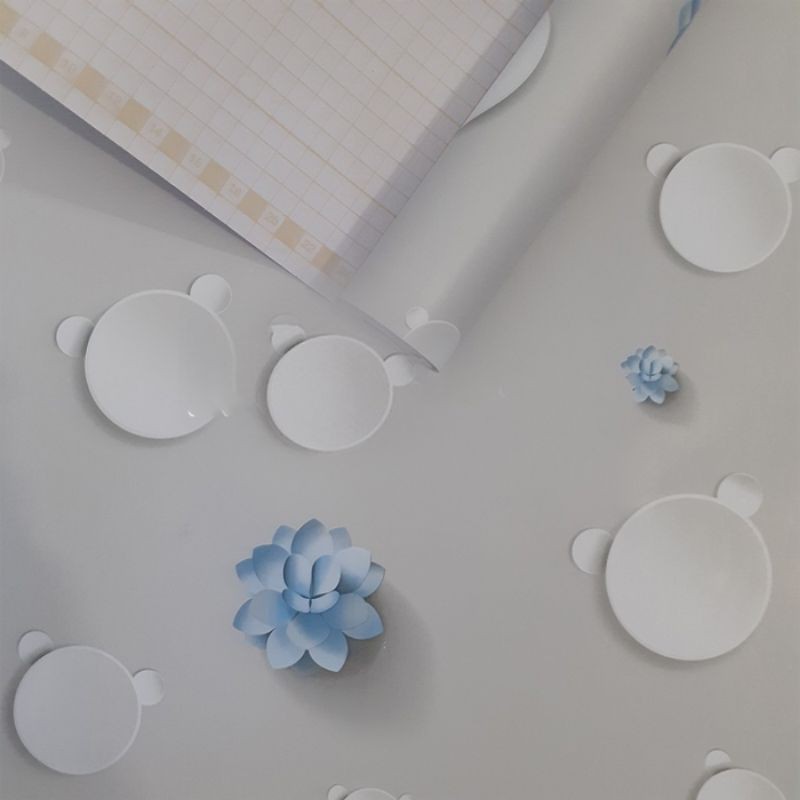 Wallpaper Dinding Bunga Sticker Dinding Polkadot Bunga-bunga Biru 3D