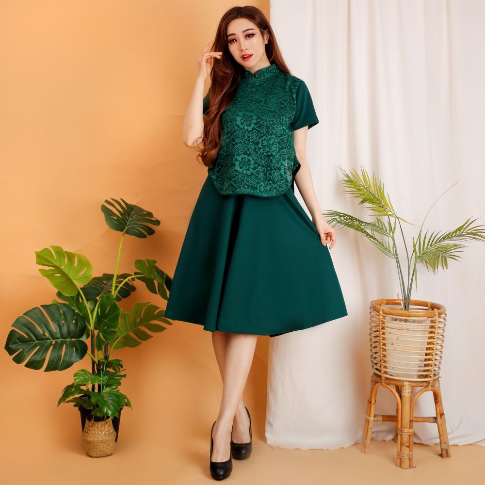Kathryn collection #140, DRES SCUBA IMPORT PREMIUM KOMBINASI BRUKAT GLITER IMPORT