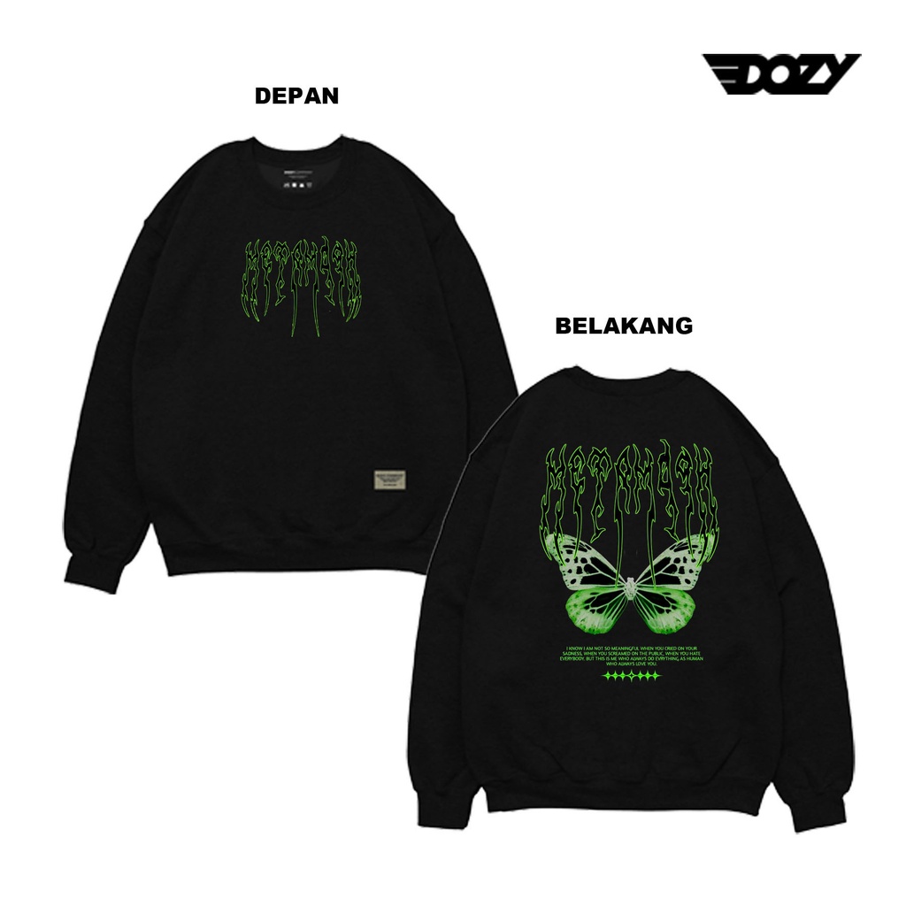 DOZY - CREWNECK SWEATER CREAM &amp; BLACK MOTIF UNISEX