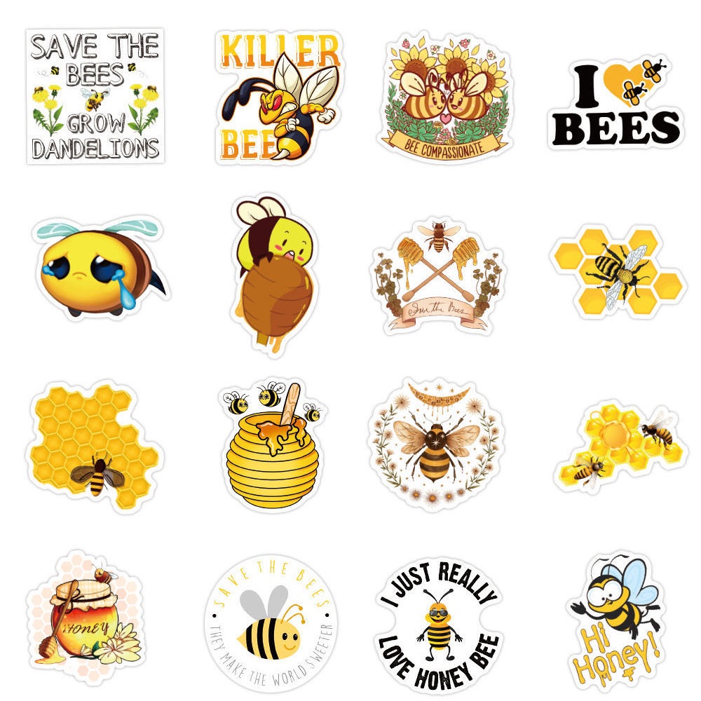 50 bee stiker lucu kartun anak hadiah garis ekspresi stiker notebook dekoratif Jurnal stiker koper s