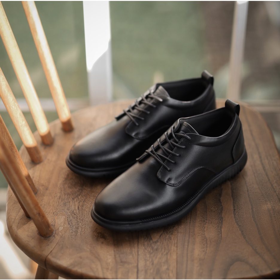 HATTA BLACK (KULIT ASLI) |ManNeedMe x Kenzio| Sepatu Pantofel Pria Formal / Kantor ORIGINAL