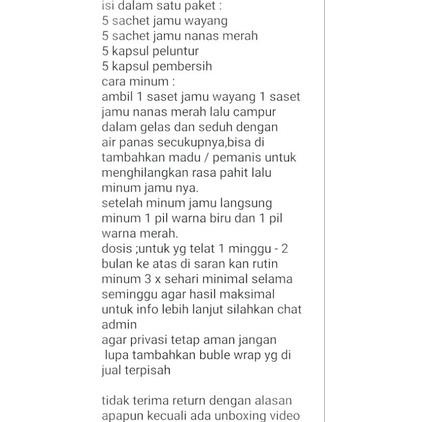 

ㄼ jamu terlambat bulan | jamu lancar haid | jamu cap wayang + nanas merah READY 3288 ♚