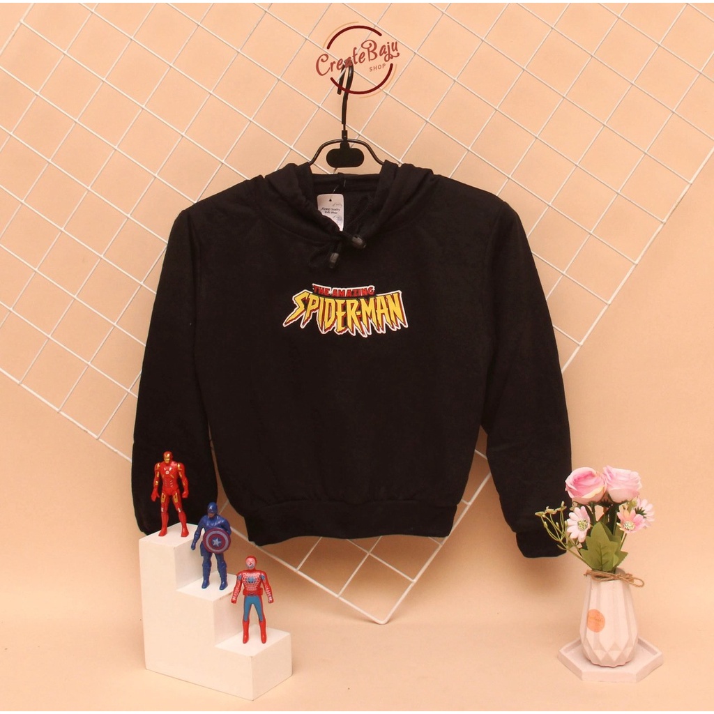 JAKET HOODIE ANAK UNISEX SPIDERMAN BABYTERRY LENGAN PANJANG FASHION TERMURAH JAKET ANAK POLOS